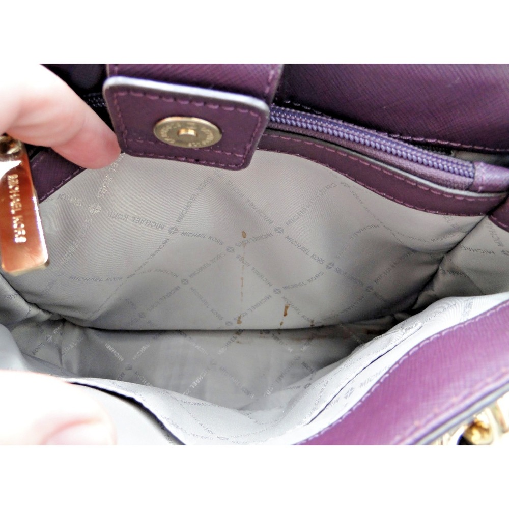 Michael Kors Purple Perforated Scalloped Leather Sofia Tote - Picture 5 of 7